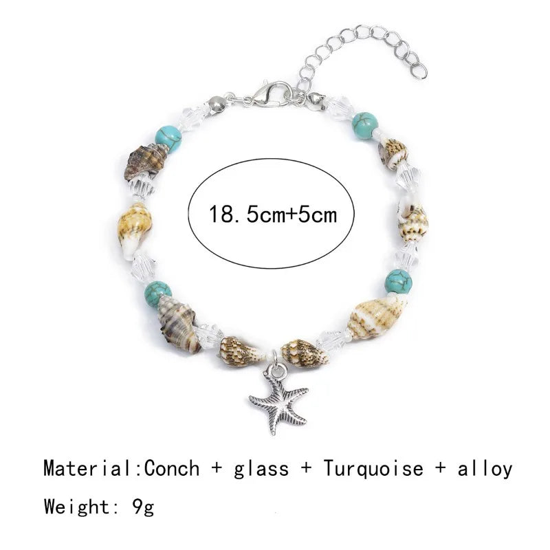 Bracelet étoile de mer, coquillage & perles pour femmes