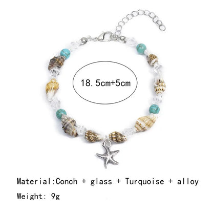 Bracelet étoile de mer, coquillage & perles pour femmes