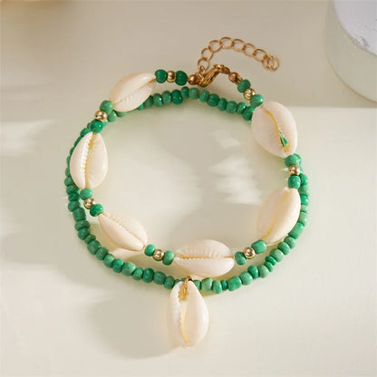 Bracelet de cheville en coquillage pour femmes, été plage océan
