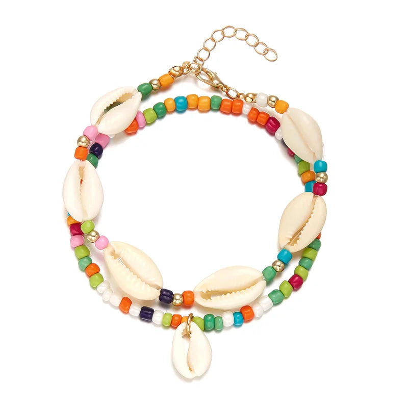 Bracelet de cheville en coquillage pour femmes, été plage océan