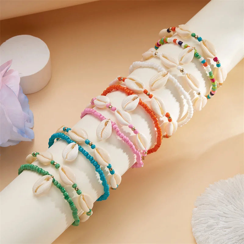Bracelet de cheville en coquillage pour femmes, été plage océan