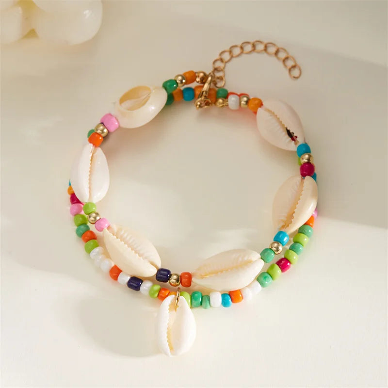 Bracelet de cheville en coquillage pour femmes, été plage océan