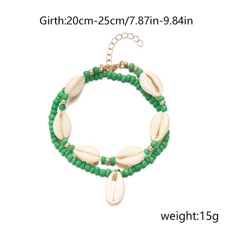 Bracelet de cheville en coquillage pour femmes, été plage océan