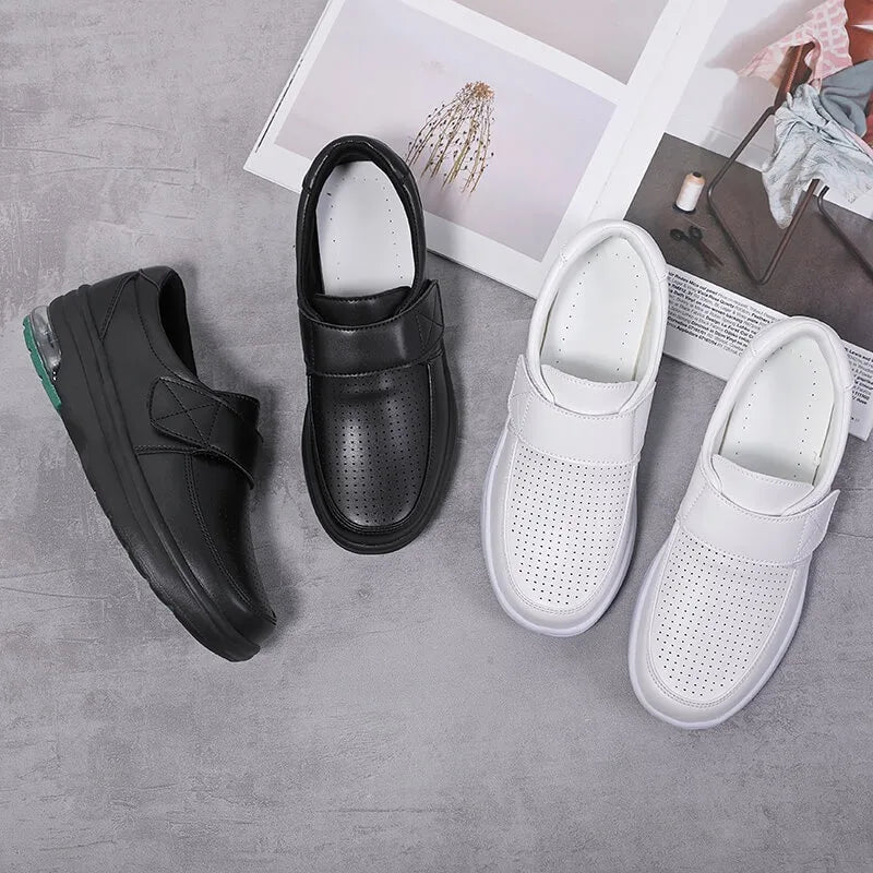 Chaussures Blanches Cuir Semelle Souple Coussin Air Femme Travail Aut 2024