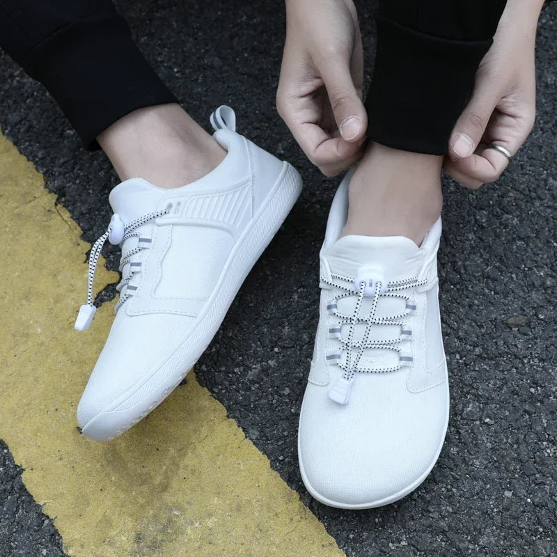 Chaussures Plates Blanches Larges pour Femme, Baskets Minimalistes