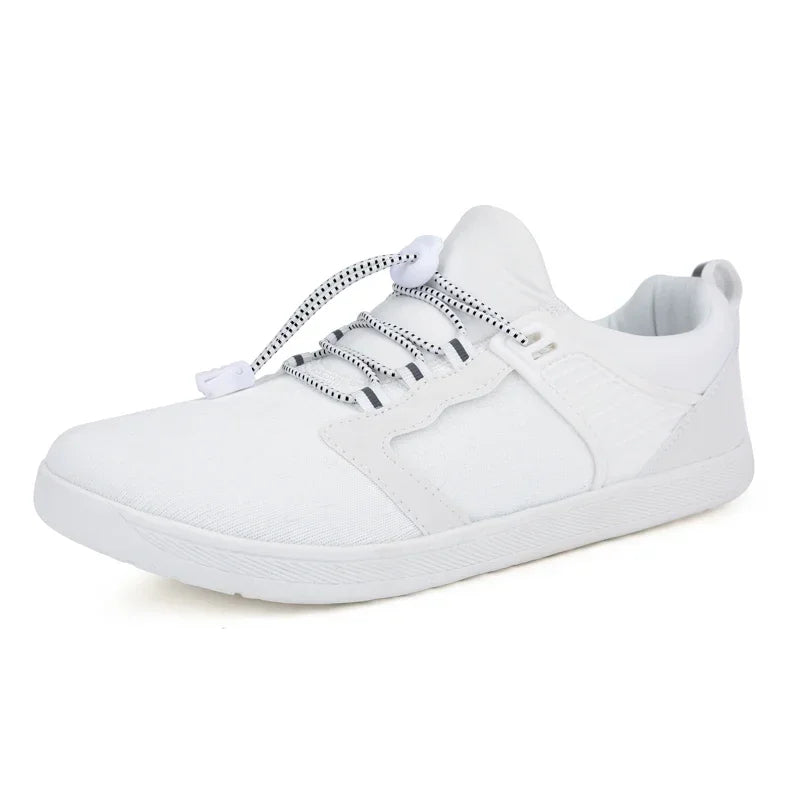 Chaussures Plates Blanches Larges pour Femme, Baskets Minimalistes
