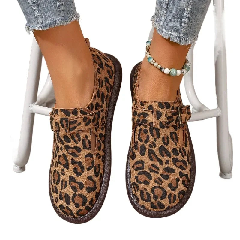 Chaussures Plates en Cuir Naturel 40, Baskets Imprimées Léopard