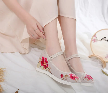 Chaussures ethniques chinoises Harajuku, style vintage Hanfu, toile brodée - Automne
