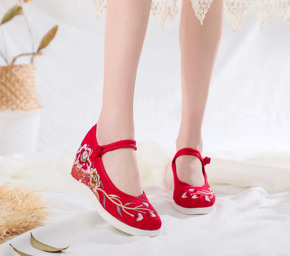 Chaussures ethniques chinoises Harajuku, style vintage Hanfu, toile brodée - Automne