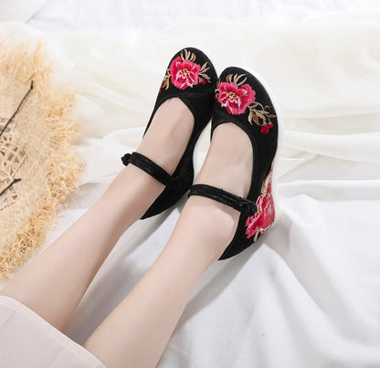 Chaussures ethniques chinoises Harajuku, style vintage Hanfu, toile brodée - Automne