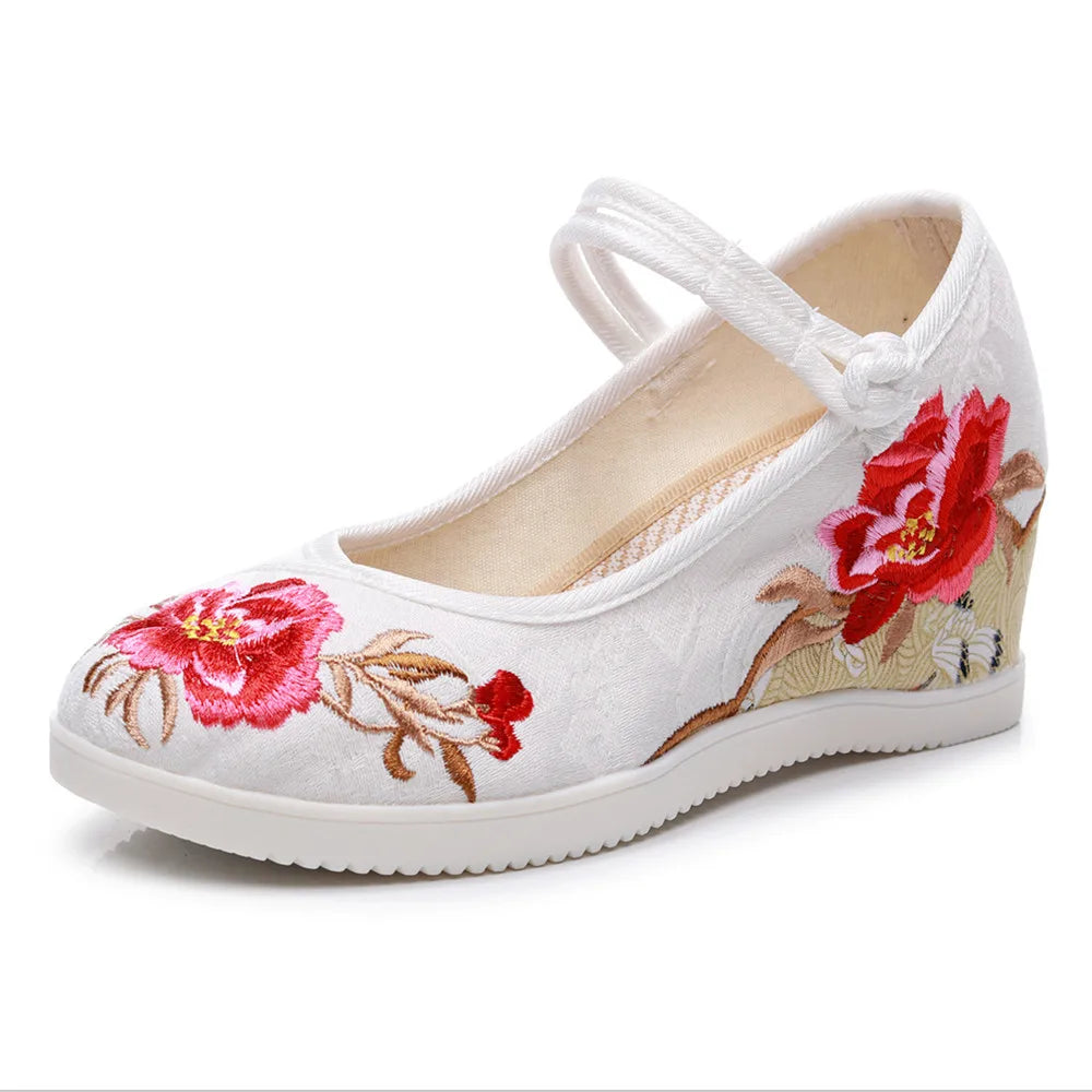 Chaussures ethniques chinoises Harajuku, style vintage Hanfu, toile brodée - Automne