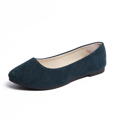 Chaussures plates en faux daim pour femmes, style mocassins noirs - 539
