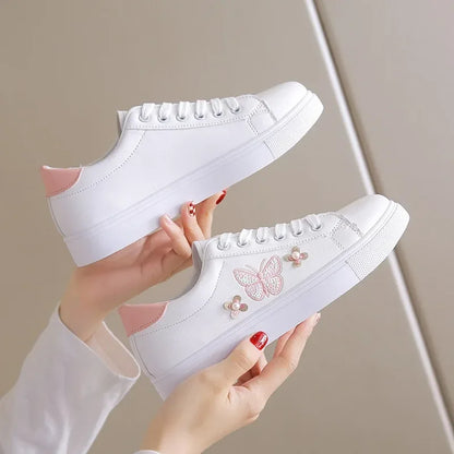 Chaussures blanches cuir femme à lacets, style décontracté, mode printemps