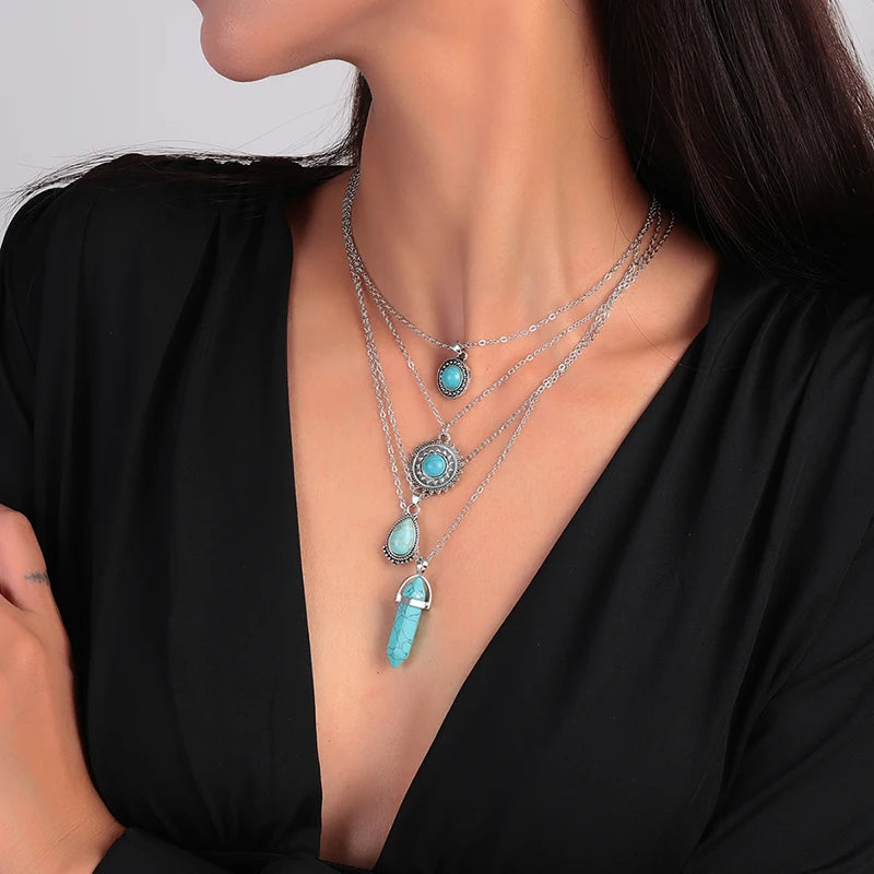 Collier perles multicouches étoile de mer coquillage plage femmes