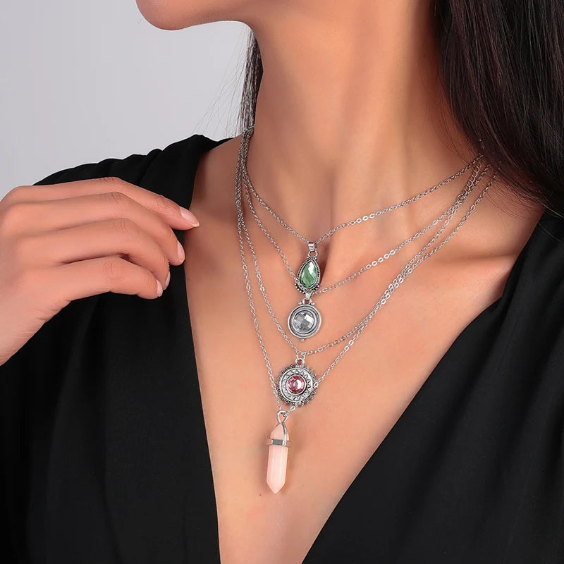 Collier perles multicouches étoile de mer coquillage plage femmes