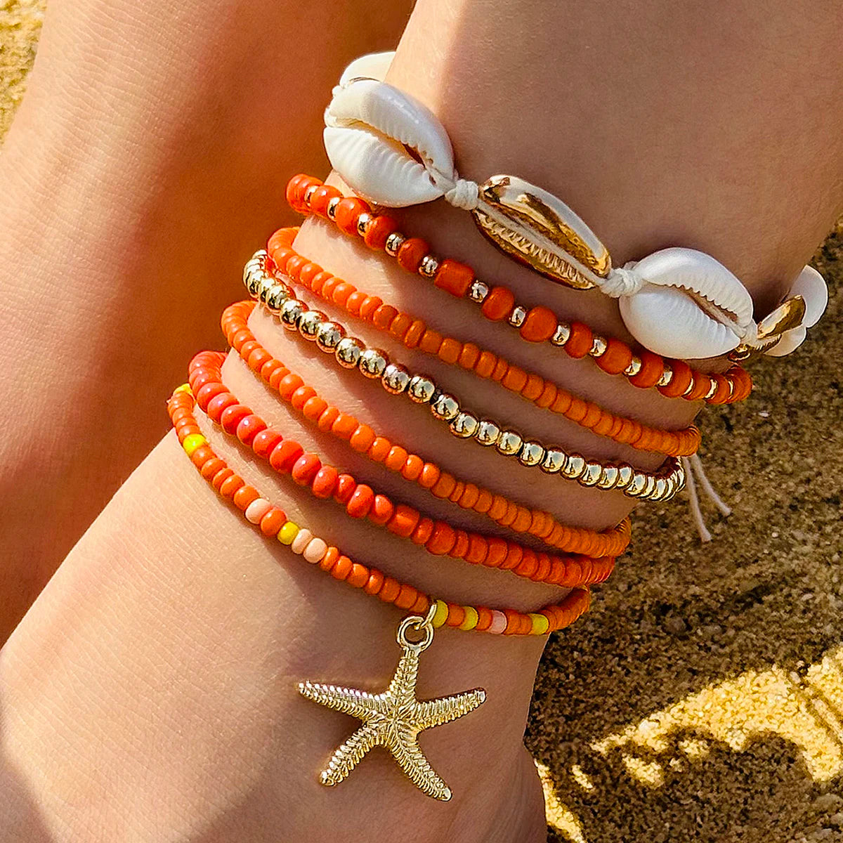 Ensemble bracelets cheville coquillage plage étoile mer bijoux fête