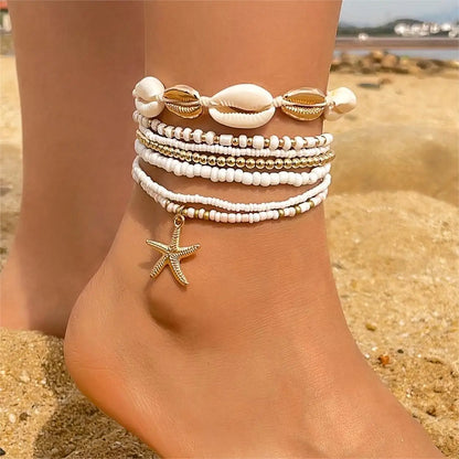 Ensemble bracelets cheville coquillage plage étoile mer bijoux fête