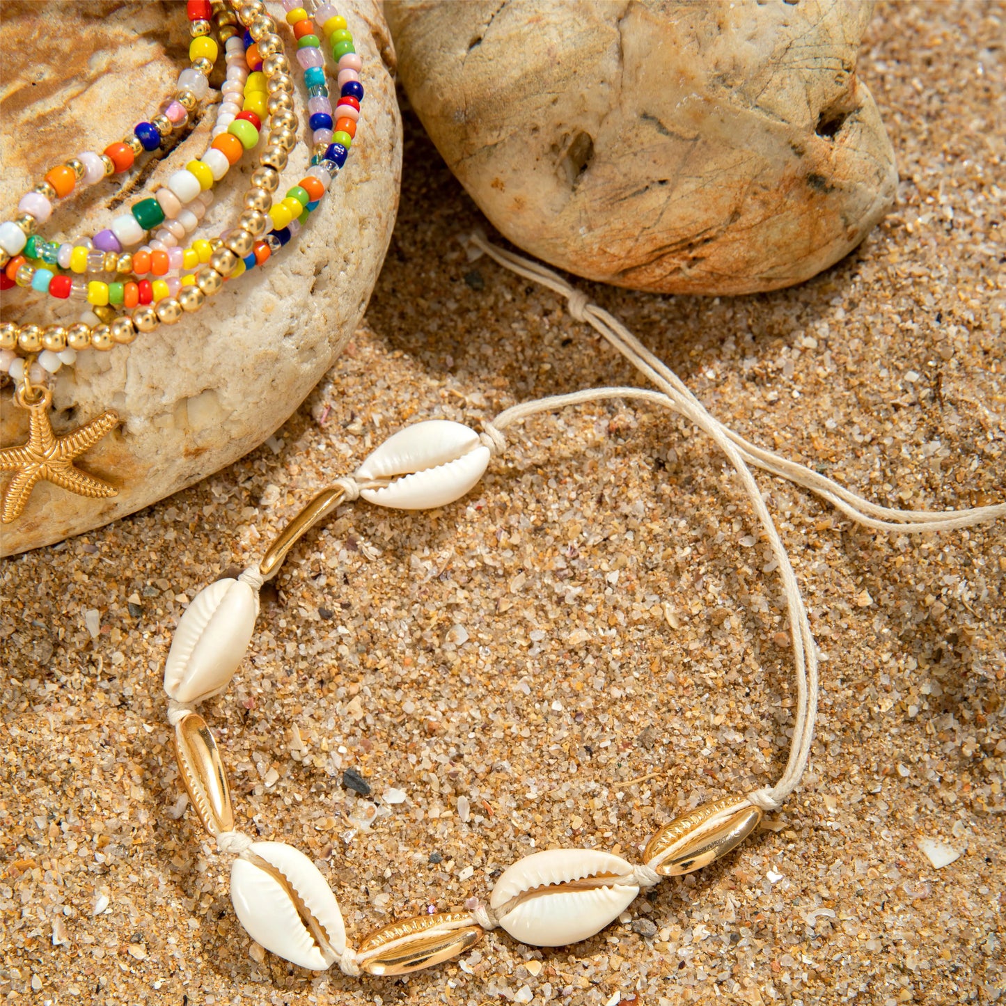 Ensemble bracelets cheville coquillage plage étoile mer bijoux fête