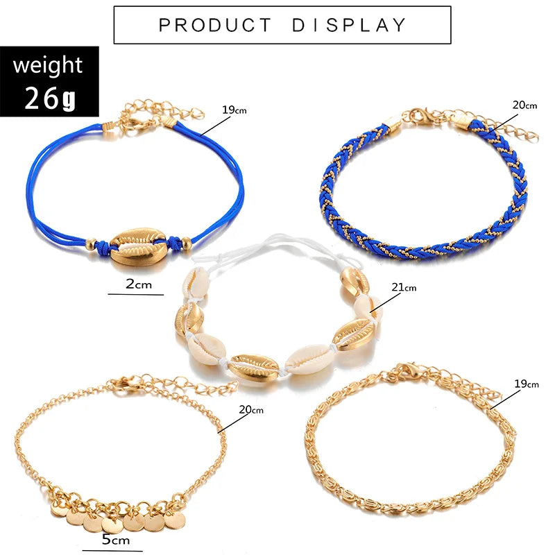 Bracelets de cheville coquillage été plage femme océan 9426
