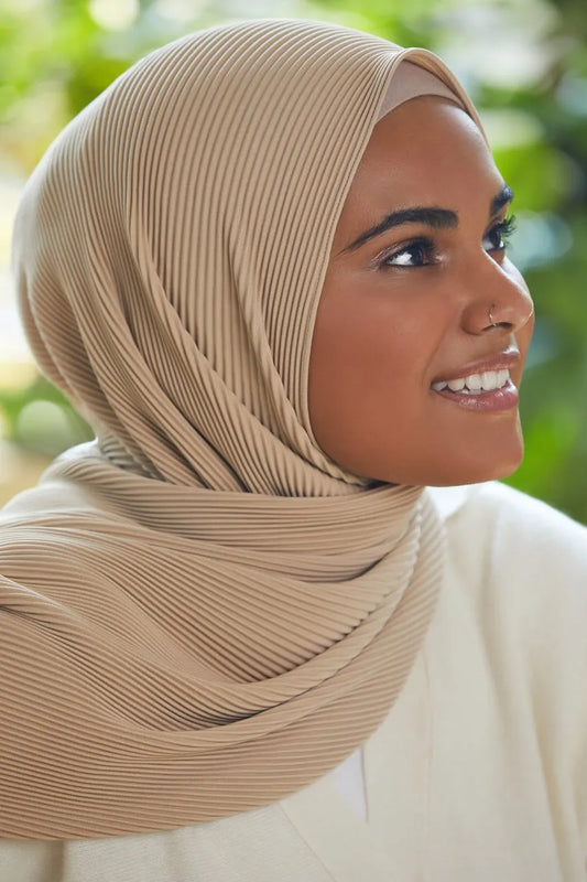Écharpe Oversize à Rayures Pliées, Hijab pour Femmes
