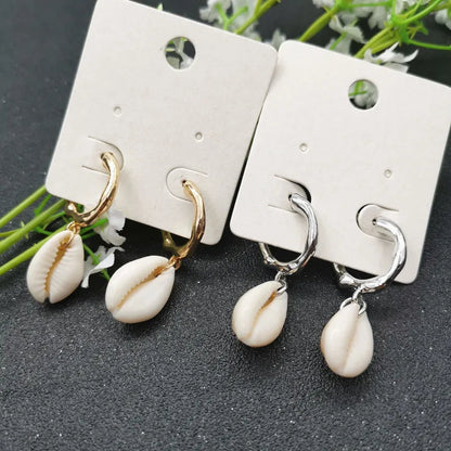 Boucles d'oreilles coquillage naturel femme, tendance géométrique, plage