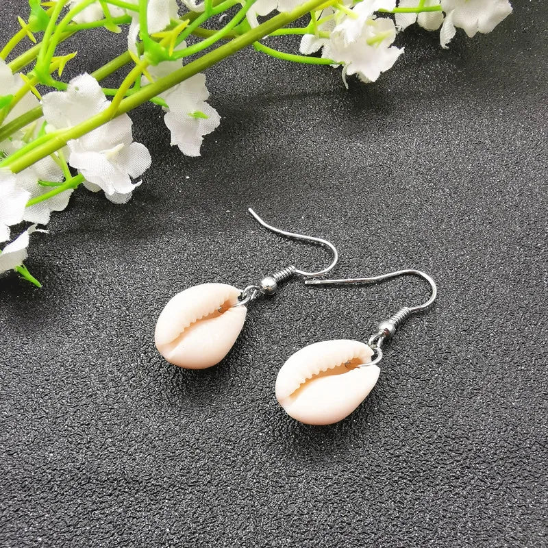 Boucles d'oreilles coquillage naturel femme, tendance géométrique, plage