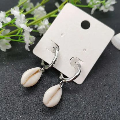 Boucles d'oreilles coquillage naturel femme, tendance géométrique, plage