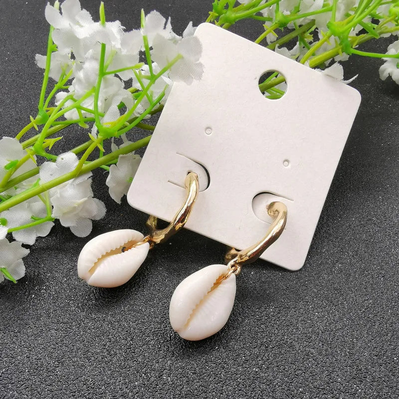 Boucles d'oreilles coquillage naturel femme, tendance géométrique, plage