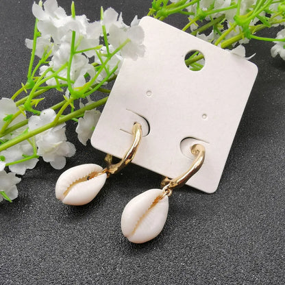 Boucles d'oreilles coquillage naturel femme, tendance géométrique, plage