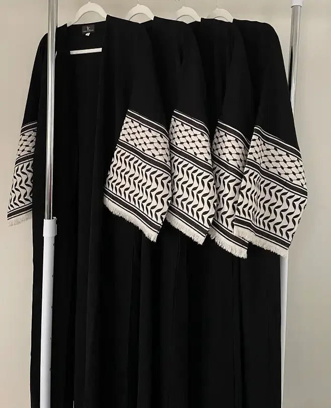 Keffiyeh-Abaya brodé & Kimono luxe: Kaftan palestinien & Dubai pour Ramadan