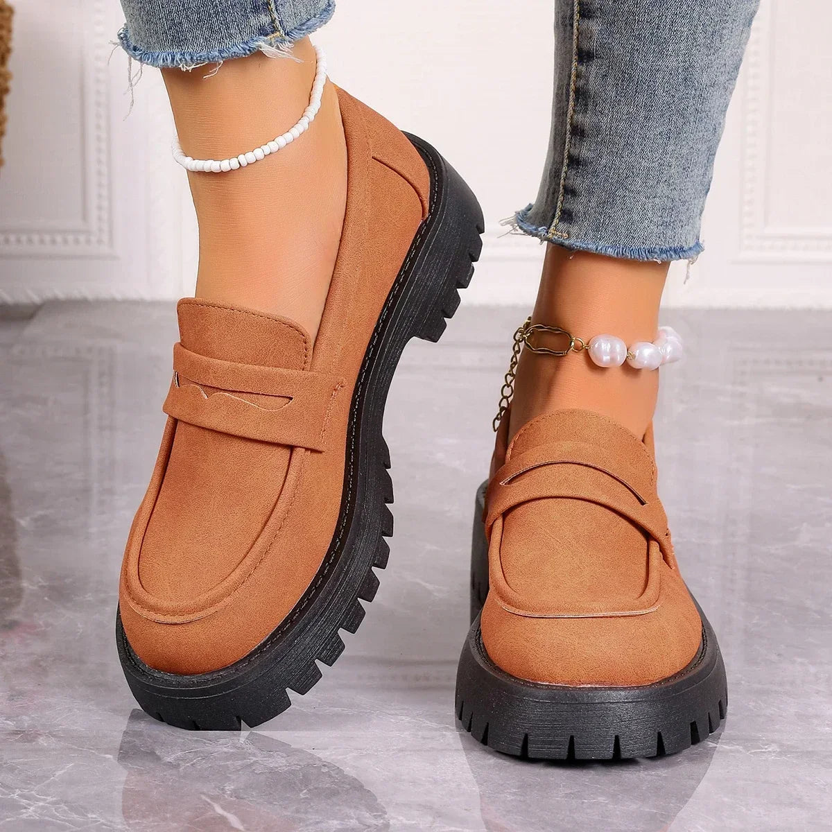 Mocassins à plateforme britannique pour femmes