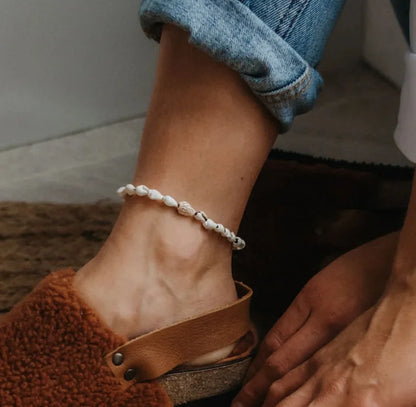 Bracelet de cheville perles bois femme - Design naturel et authentique
