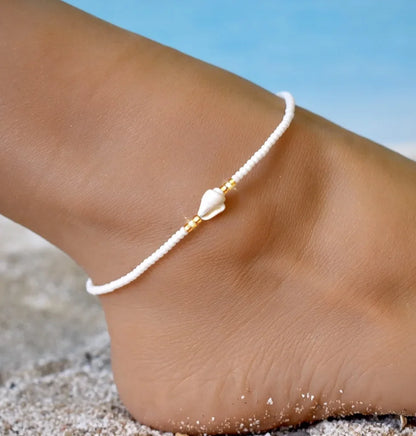 Bracelet de cheville perles bois femme - Design naturel et authentique