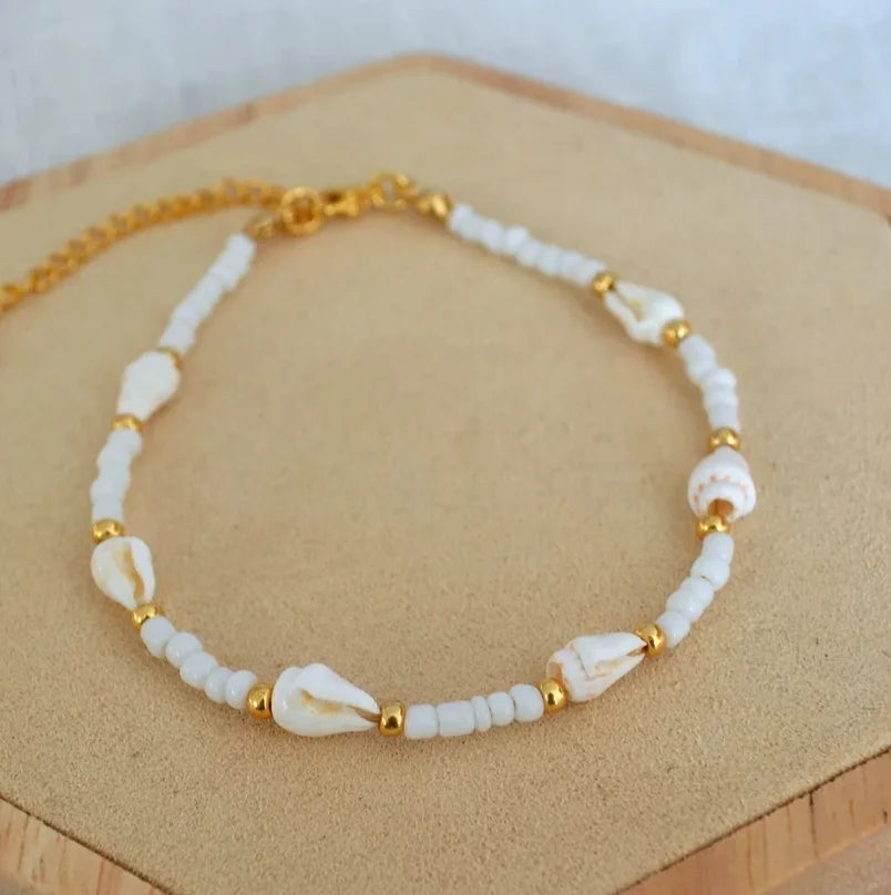 Bracelet de cheville perles bois femme - Design naturel et authentique