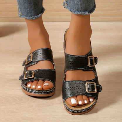 Pantoufles compensées Orth4WD pour femmes : style rétro et confort estival