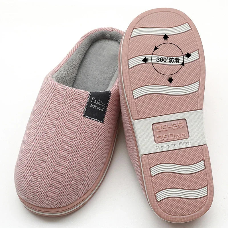 Pantoufles chaudes en peluche pour femme et homme