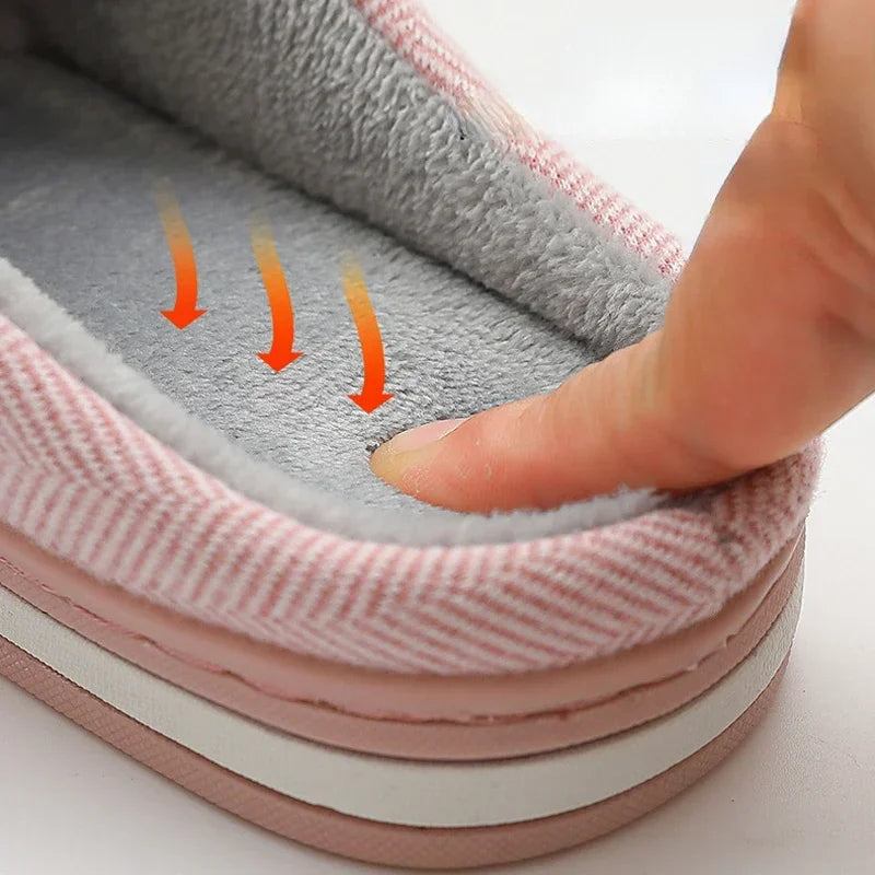 Pantoufles chaudes en peluche pour femme et homme