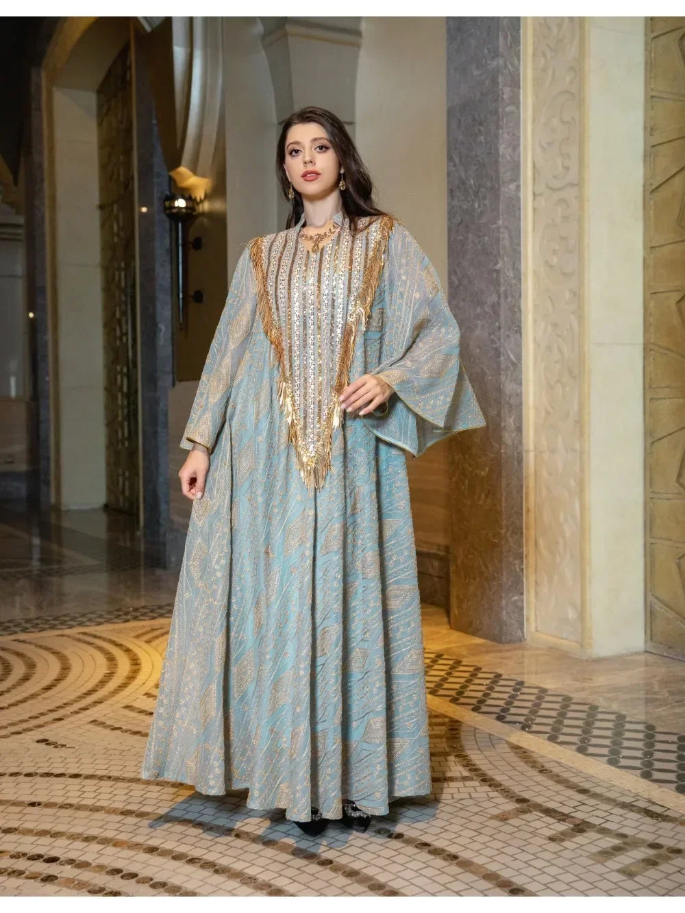 Robe de soirée marocaine pour femmes musulmanes - Abaya en maille