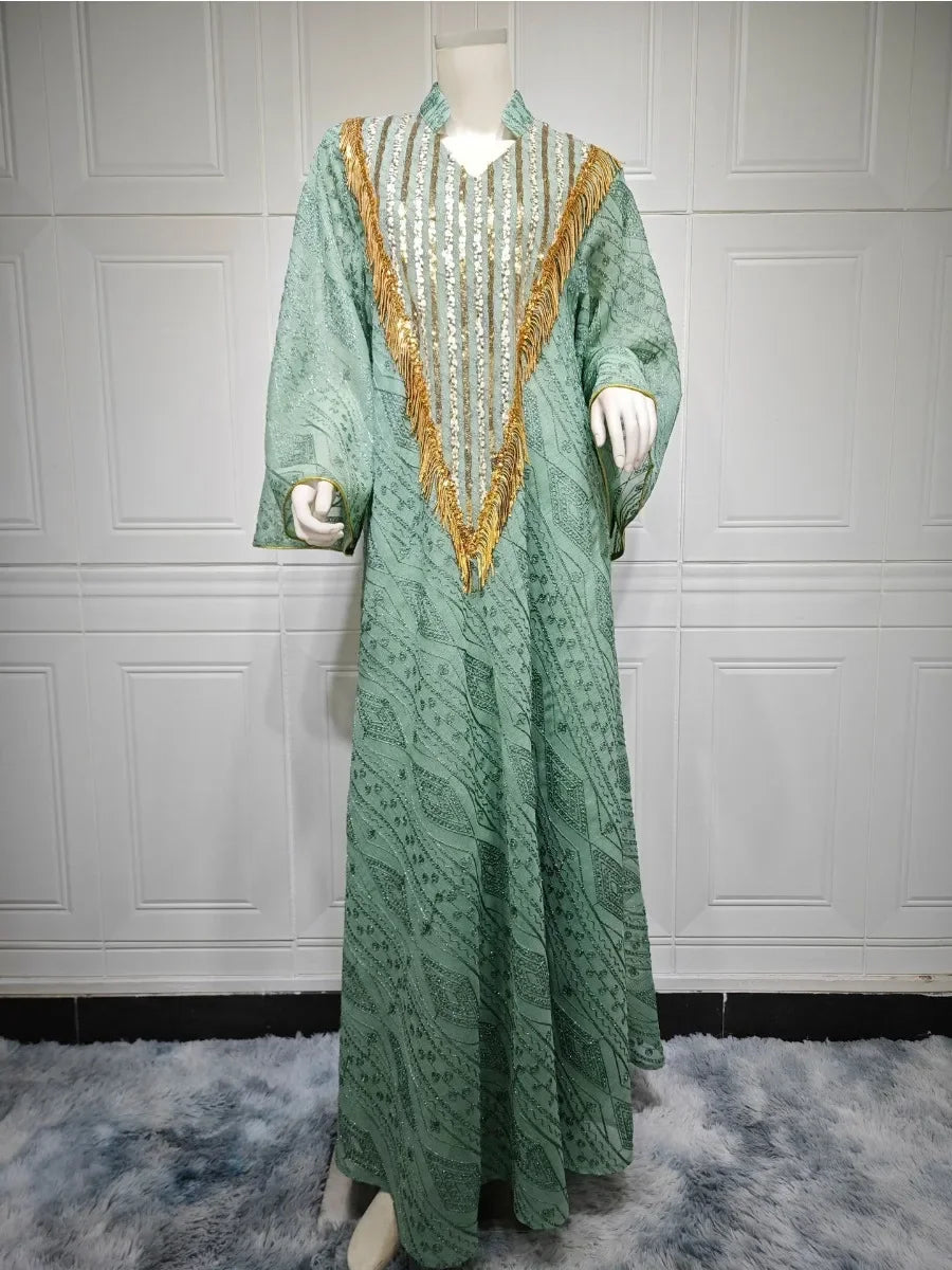 Robe de soirée marocaine pour femmes musulmanes - Abaya en maille