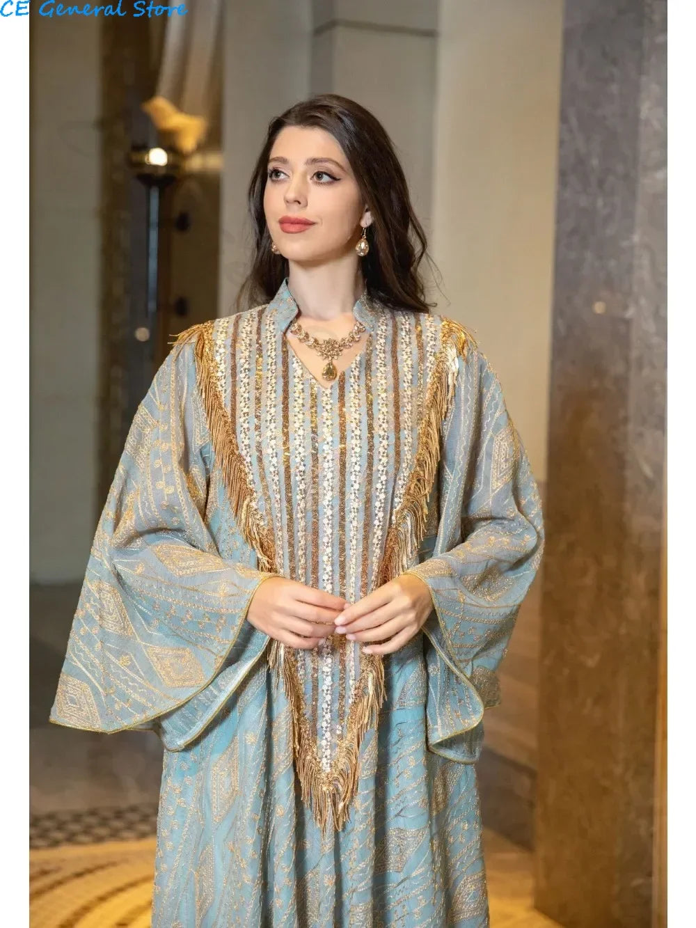Robe de soirée marocaine pour femmes musulmanes - Abaya en maille
