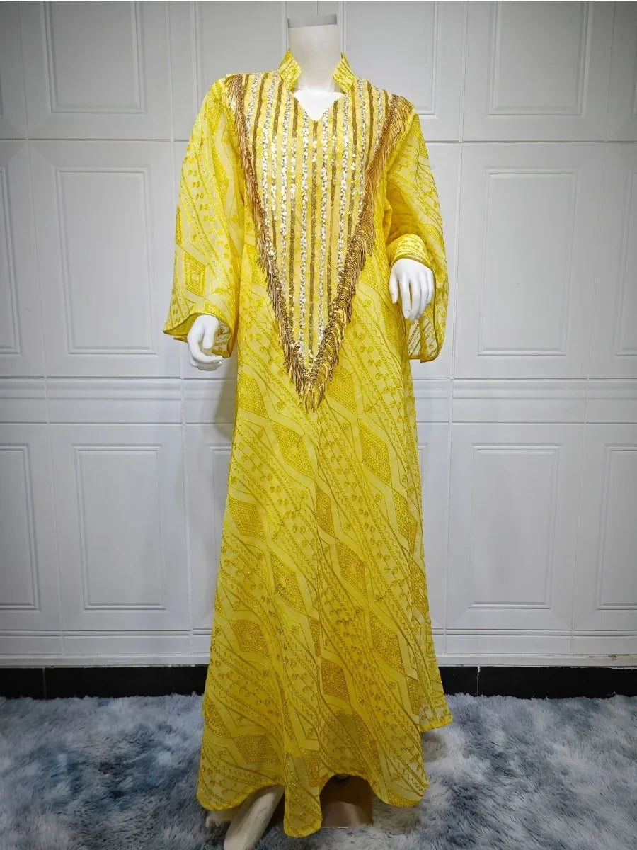 Robe de soirée marocaine pour femmes musulmanes - Abaya en maille
