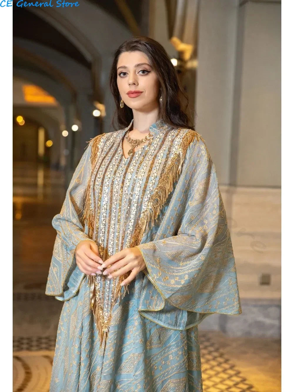 Robe de soirée marocaine pour femmes musulmanes - Abaya en maille