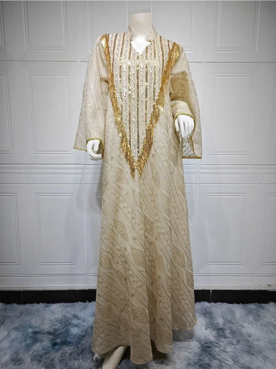 Robe de soirée marocaine pour femmes musulmanes - Abaya en maille