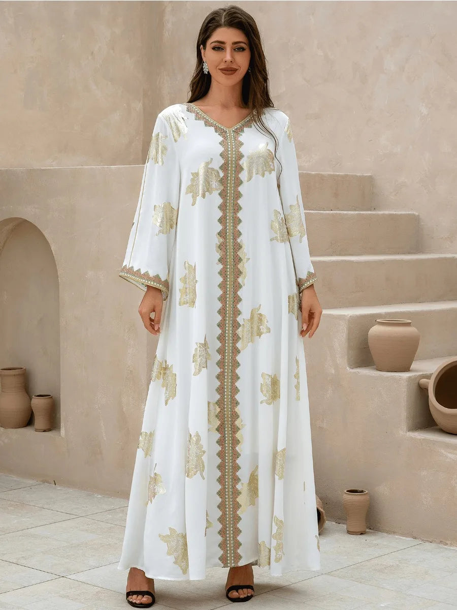 Robe de soirée musulmane avec col en V: Abaya, Jalabiya, Kaftan
