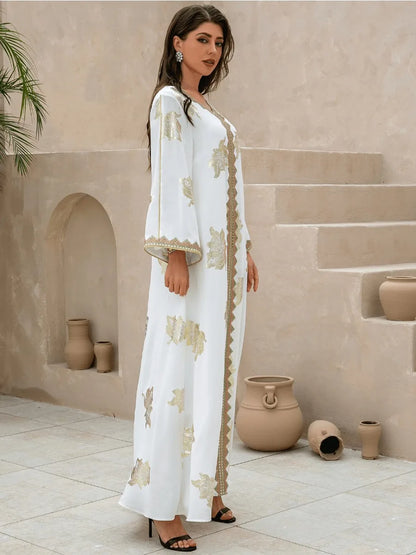 Robe de soirée musulmane avec col en V: Abaya, Jalabiya, Kaftan