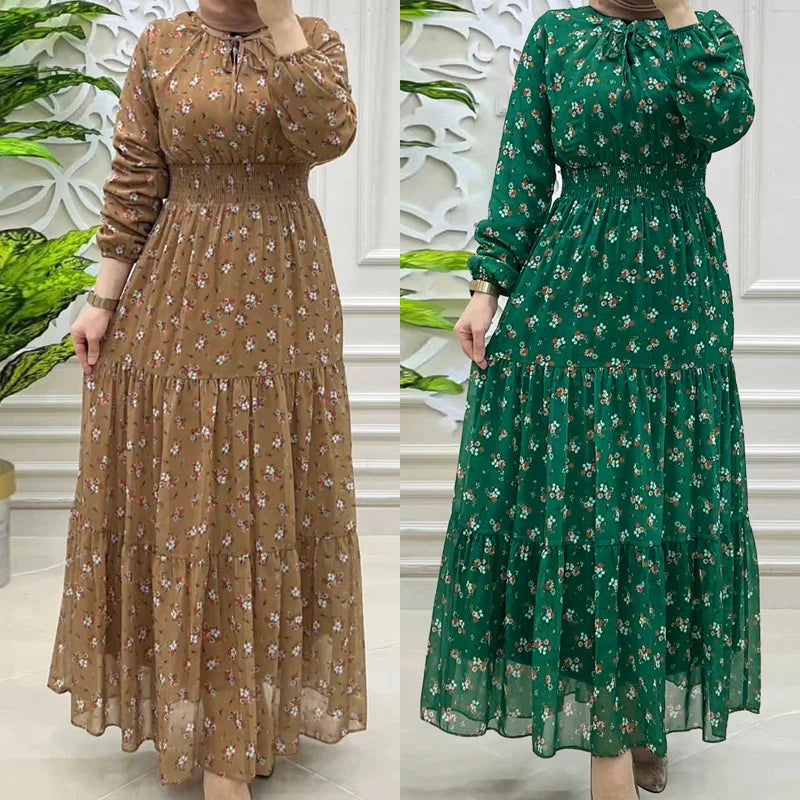 Robe longue arabe imprimé floral, Islam Ramadan Kaftan