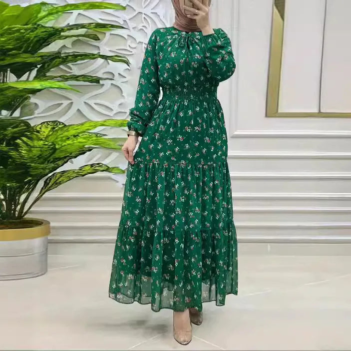 Robe longue arabe imprimé floral, Islam Ramadan Kaftan