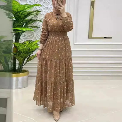 Robe longue arabe imprimé floral, Islam Ramadan Kaftan