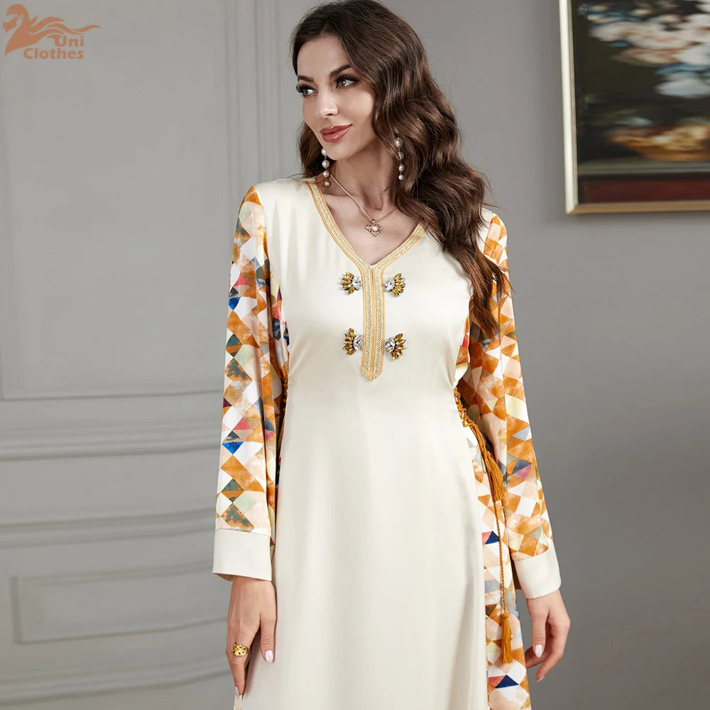 Robe longue musulmane avec imprimé floral 2024