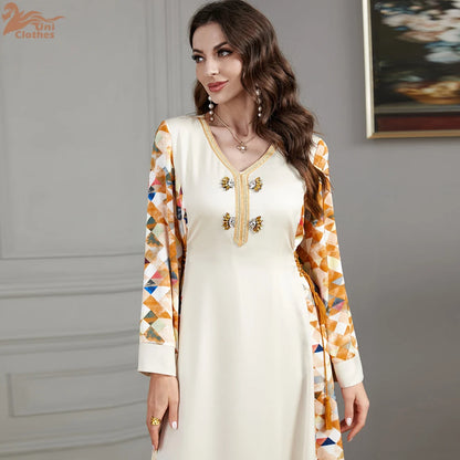 Robe longue musulmane avec imprimé floral 2024